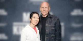 Midori Fujiwara and Hugh Dillon at Mayor Of Kingstown 2024 event in New York
